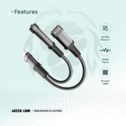 Alternative view of Green Lion 2 in 1 Earphone and Charging Adapter